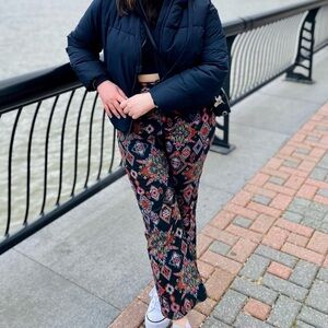 Zara Aztec Geometric Print Cropped Pant, Size Large